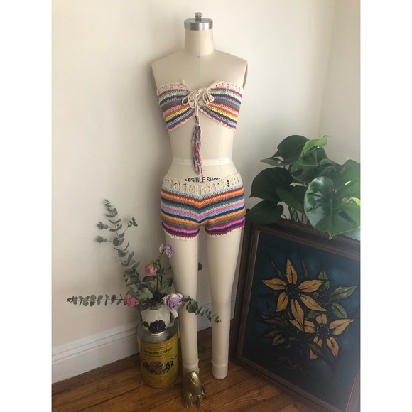 Handmade Cotton-Crochet Colorful-Swimsuit - Picture 3 of 7